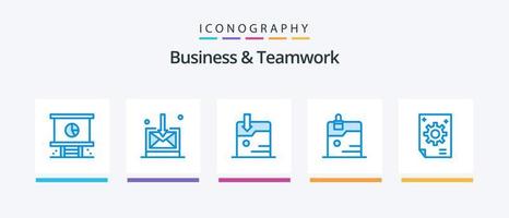 paquete de iconos azul 5 de negocios y trabajo en equipo que incluye . proteccion. datos.. diseño de iconos creativos vector