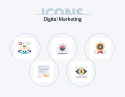 Digital Marketing Flat Icon Pack 5 Icon Design. pie graph. cog. finance. group. chat vector