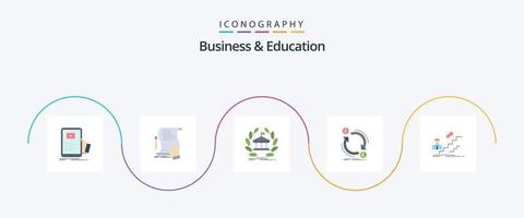 paquete de iconos de 5 planos de negocios y educación que incluye intercambio. edificio. firmar. universidad. bancario vector