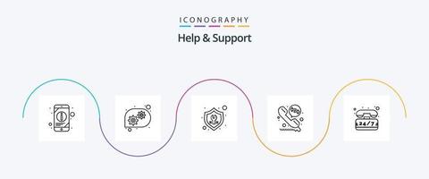 paquete de iconos de línea 5 de ayuda y soporte que incluye teléfono. ayuda. ajustes. llamar. desvío de llamada vector