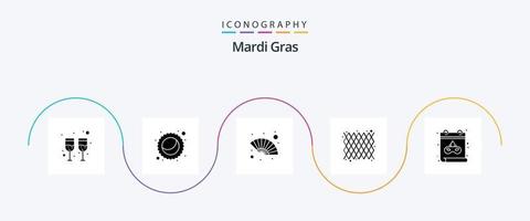 Mardi Gras Glyph 5 Icon Pack Including . mask. gras. calendar. mardi gras vector