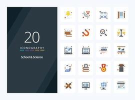 20 School And Science Flat Color icon for presentation vector