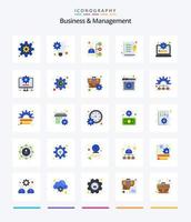 negocio creativo y administración 25 paquete de iconos planos como negocios. sistema de gestión. portafolio. gestión. tareas vector
