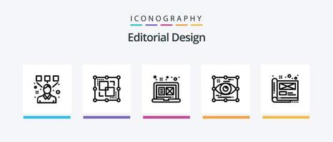 Editorial Design Line 5 Icon Pack Including edit. scale. magnify. document. creative. Creative Icons Design vector