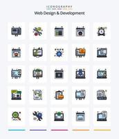 Creative Web Design And Development 25 Line FIlled icon pack  Such As repair. timer. layout. stop. web vector