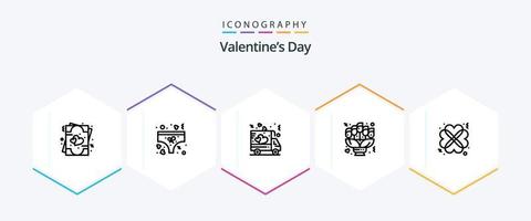 Valentines Day 25 Line icon pack including hearts. gift. delivery. love. bouquet vector