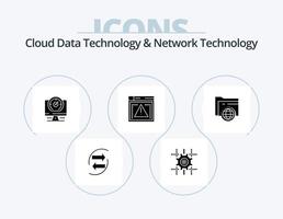 Cloud Data Technology And Network Technology Glyph Icon Pack 5 Icon Design. error. computing. computing . file. timer vector