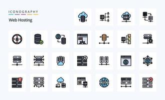 25 Web Hosting Line Filled Style icon pack vector