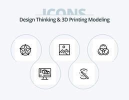 Design Thinking And D Printing Modeling Line Icon Pack 5 Icon Design. d modeld. project. brosher. satanic. computing vector