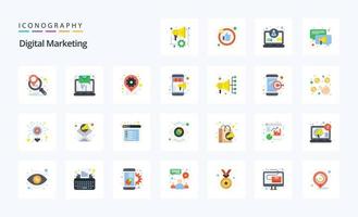 25 Digital Marketing Flat color icon pack vector