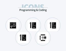 Programming And Coding Glyph Icon Pack 5 Icon Design. development. coding. development. development. coding vector