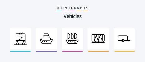 Vehicles Line 5 Icon Pack Including skiff. sail. sign. vessel. steamboat. Creative Icons Design vector