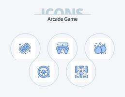 diseño de iconos del paquete de iconos azul arcade 5. juego. bomba. boleto. jugar. control de juego vector