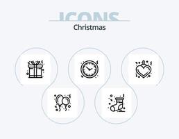 paquete de iconos de línea navideña 5 diseño de iconos. Navidad. Navidad. presente. dulce. globo vector