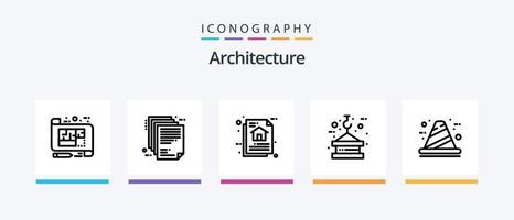 Architecture Line 5 Icon Pack Including sketch. pocket. blue print. patch. pencil. Creative Icons Design vector