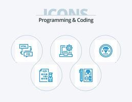 Programming And Coding Blue Icon Pack 5 Icon Design. develop. code. planning. programming. development vector