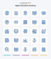 academia creativa 25 paquete de iconos azules como geografía. médico. información. ritmo cardiaco. tutorial vector