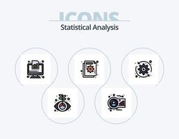 Statistical Analysis Line Filled Icon Pack 5 Icon Design. chart. search stats. statistic. graph magnifying. data analyzing vector