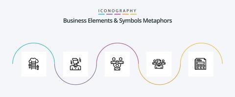 Business Elements And Symbols Metaphors Line 5 Icon Pack Including report. manager. man. user. communication vector