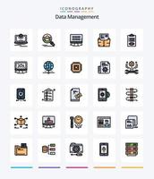 Creative Data Management 25 Line FIlled icon pack  Such As folder. document. user. data. web vector