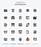 Creative Data Management 25 Line FIlled icon pack  Such As atom. server. sort. mainframe. setting vector