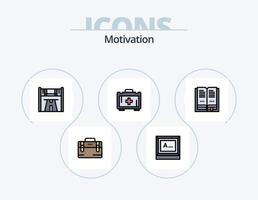 paquete de iconos llenos de línea de motivación 5 diseño de iconos. motivación. aptitud física. mascarilla. pesa. laboral vector