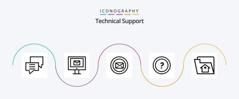 paquete de iconos de la línea 5 de soporte técnico que incluye una pregunta. preguntar. servicio. acerca de. mensaje de texto vector