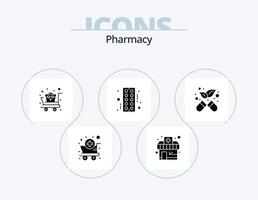 Pharmacy Glyph Icon Pack 5 Icon Design. pharmacy. alternative. cart. tablet. pharmacy vector