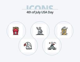 Usa Line Filled Icon Pack 5 Icon Design. dollar. american. usa. text. holiday vector