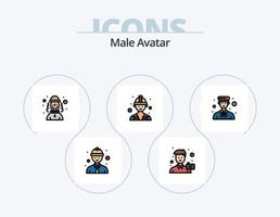 paquete de iconos llenos de línea de avatar masculino 5 diseño de iconos. . pintor. consejero. decorador. militar vector