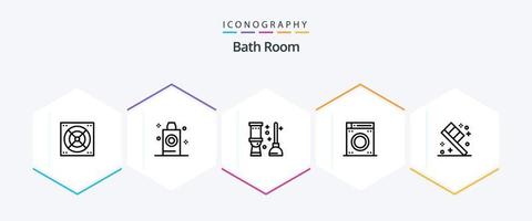 Bath Room 25 Line icon pack including . bath. clean. toothbrush. machine vector