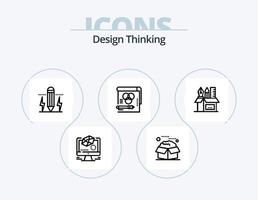 Design Thinking Line Icon Pack 5 Icon Design. lamp. table. pms. draw. tool vector