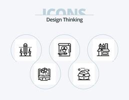 Design Thinking Line Icon Pack 5 Icon Design. lamp. table. pms. draw. tool vector