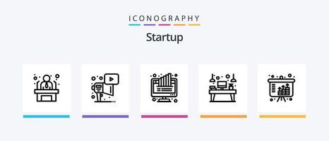 Startup Line 5 Icon Pack Including career. launch. audit. startup. rocket. Creative Icons Design vector