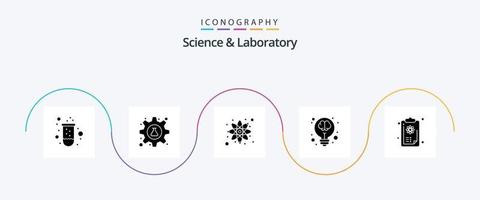 Science Glyph 5 Icon Pack Including clipboard. light. tube. idea. bulb vector