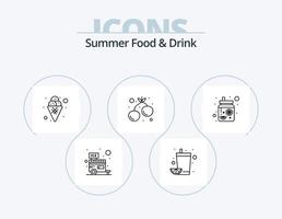 paquete de iconos de línea de comida y bebida de verano 5 diseño de iconos. fruta. banana. fruta. verano. beber vector