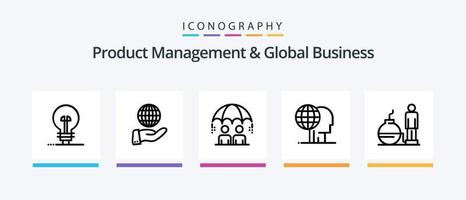 Product Managment And Global Business Line 5 Icon Pack Including . modern. international business. decisions. modern. Creative Icons Design vector