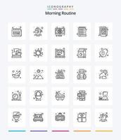 Creative Morning Routine 25 OutLine icon pack  Such As news. wish. hot. schedule. tv vector