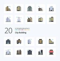 20 City Building Flat Color icon Pack like office office home city skyscraper vector