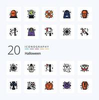 20 Halloween Line Filled Color icon Pack like halloween emoticons celebration halloween face vector