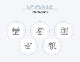 Electronics Line Icon Pack 5 Icon Design. song. music. tv. headset. voltmeter vector