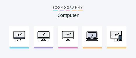 Computer Line Filled 5 Icon Pack Including . imac.. Creative Icons Design vector