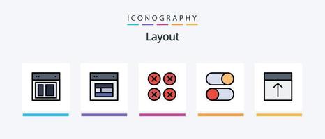 la línea de diseño llenó el paquete de 5 íconos que incluye el sitio. diseño. ilustración. radio. cargando. diseño de iconos creativos vector