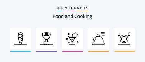 paquete de iconos de la línea de alimentos 5 que incluye. cuchillo. beber. preparación. comer. diseño de iconos creativos vector