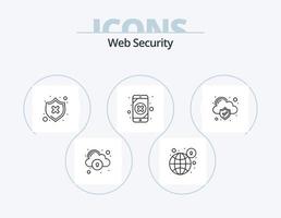 Web Security Line Icon Pack 5 Icon Design. laptop. security. security. lock. cloud vector