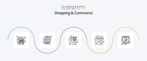 Shopping And Commerce Line 5 Icon Pack Including secure. service. call. call. shop vector