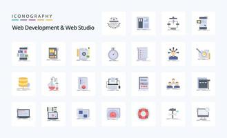 25 Web Development And Web Studio Flat color icon pack vector