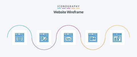 Website Wireframe Blue 5 Icon Pack Including mail. browser. map. web. performance vector