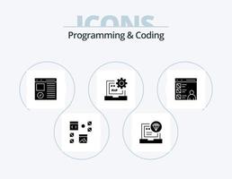 Programming And Coding Glyph Icon Pack 5 Icon Design. develop. code. coding. page. develop vector