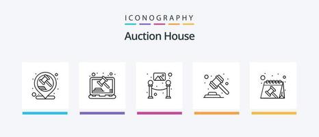 Auction Line 5 Icon Pack Including court hammer. blog. search. article. auction. Creative Icons Design vector